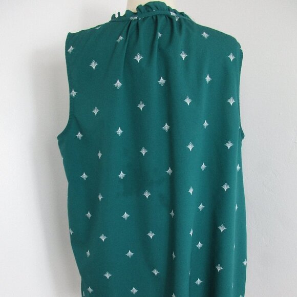 Merona Blouse Top Women's Size XX-Large Green Floral Sleeveless Pullover Polyest - Picture 4 of 8
